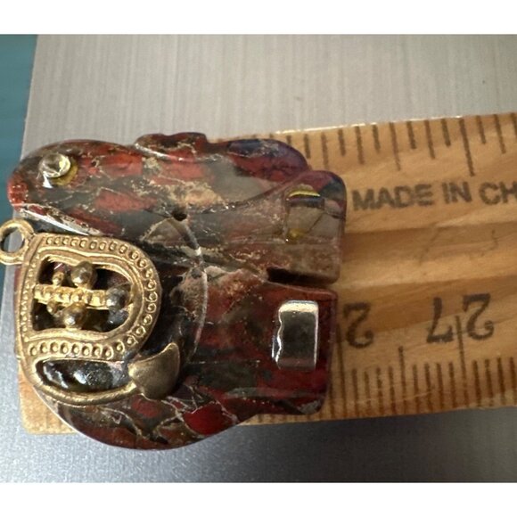 Vintage Carved Elephant Red Jasper Pendant Charm Handmade Cultural Spiritual - Picture 8 of 8